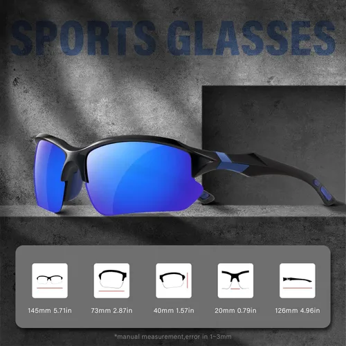 Vista 5 de Sports Polarized Sunglasses for Men Cycling Running Fishing UV Protection Sun Glasses Lightweight Half Frame Goggles