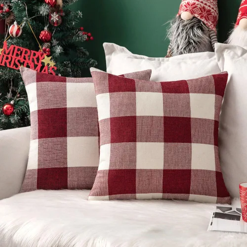 Vista 10 de MIULEE Fundas de Almohadas Decorativas de Otoño Paquete de 2 Decorativas Clásicas Estilo Granja a Cuadros Búfalo de Poliéster Lino Suaves Fundas