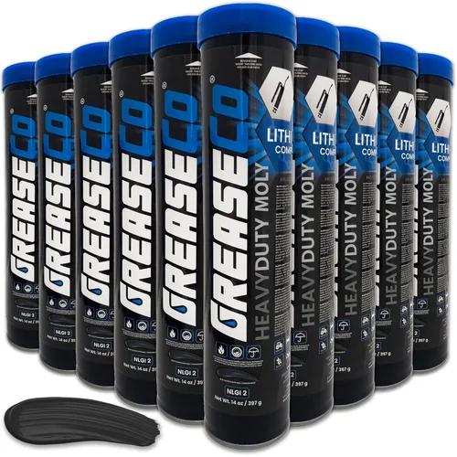 Tubos de grasa moly resistente, 10 cartuchos para pistola de engrase | Eje | Bola y junta | 5ta rueda | 3% molibdeno | automotriz | tractor | junta