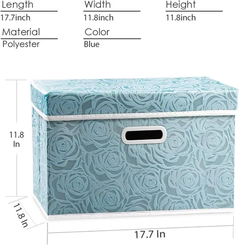Vista 4 de PRANDOM Cajas de almacenamiento plegables grandes con tapas paquete de 5 cubos de almacenamiento decorativos de tela, canastas organizadoras