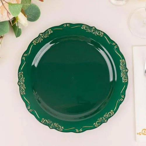 Vista 16 de Efavormart - Paquete de 10 platos de postre de plástico duro transparente con bordes festoneados en relieve, platos de ensalada desechables