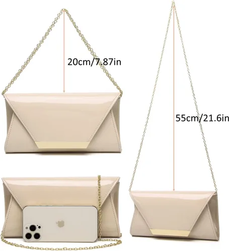 Vista 5 de Patent Leather Envelope Clutch Womens Evening Handbag Stylish Shoulder Bag Purse for Christmas Wedding Party Prom