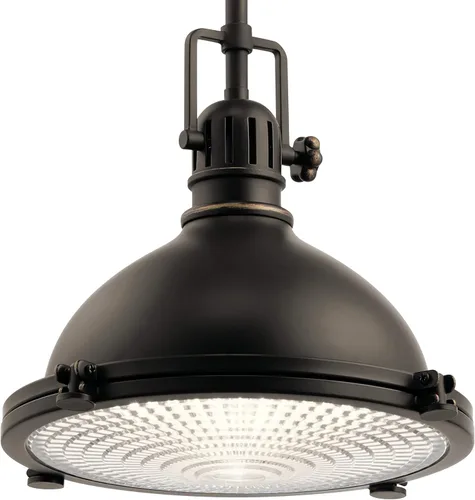 Vista 3 de Kichler Hatteras Bay 11" 1 Lámpara colgante con lente Fresnel transparente Olde Bronze®