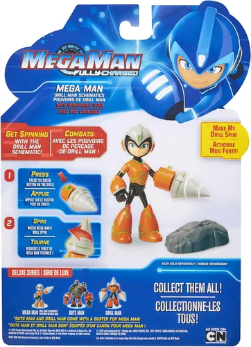 Vista 7 de Megaman Fully Charged – Figura de acción articulada de lujo Drill Man Schematics con taladro giratorio y accesorio de roca rota! Basado en el nuevo