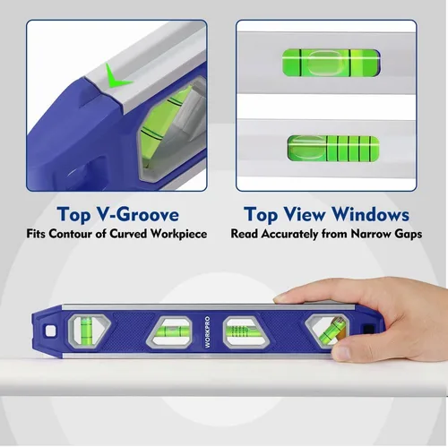 Vista 6 de WORKPRO Nivel de torpedo magnético de 12 pulgadas, azul