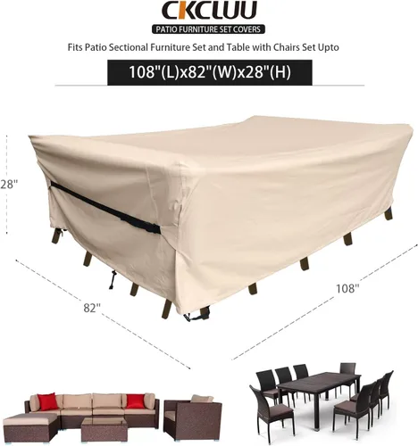 Vista 7 de Fundas para Juego de Muebles de Patio Impermeables Funda para Juegos de Conversación de Patio Funda para Sofá Seccional de Exterior Fundas