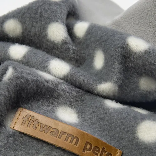 Vista 7 de Fitwarm - Suéter de lunares para perro - Ropa de invierno acogedora para perros pequeños, niño y niña, chaqueta de forro polar, gris claro y gris