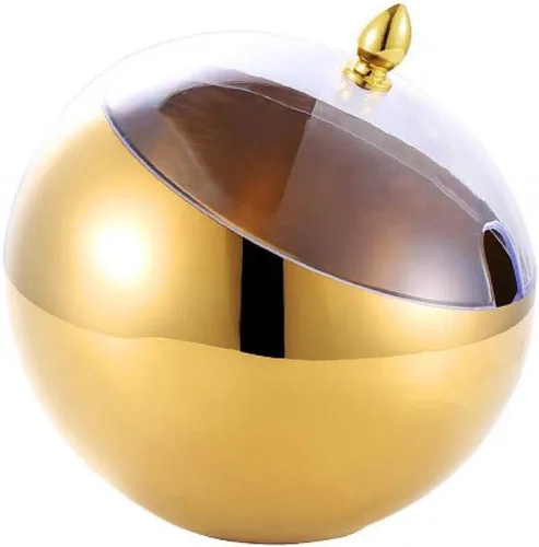 Vista 4 de Azucarero esférico de acero inoxidable dorado condimento tarro mentas titular tazón con rollo superior