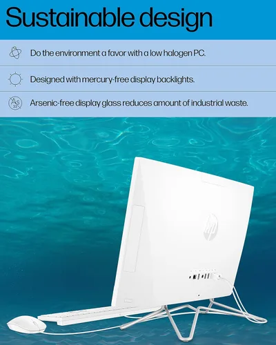 Vista 6 de HP 22-dd0032 Computadora de escritorio todo en uno, pantalla de microborde Full HD de 21.5 pulgadas, procesador AMD Ryzen 3, gráficos AMD Radeon, 8