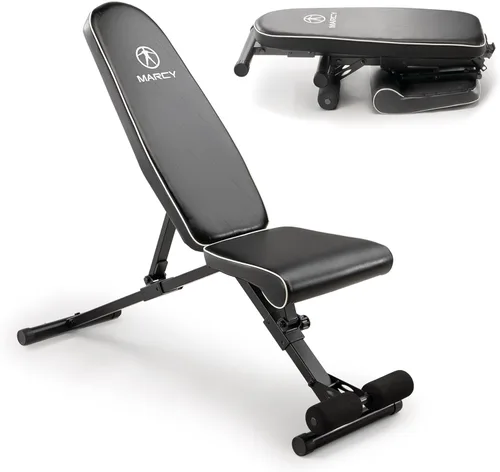 Marcy Foldable Adjustable Utility Weight Bench, Strength Training Home Gym for Full Body Workout