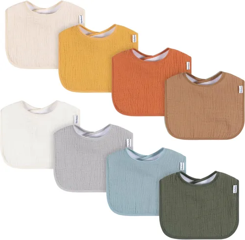Vista 11 de Baberos unisex para bebé de muselina Gerber, pack de 8 para babeo
