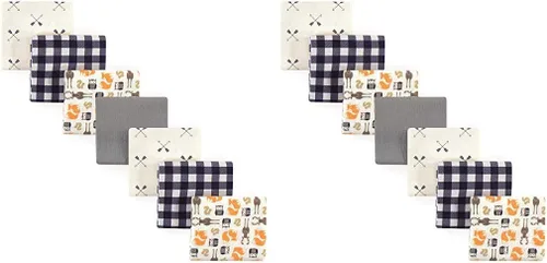 Vista 123 de Hudson Baby Unisex Baby Cotton Flannel Receiving Blankets Bundle, Bonjour, One Size (Pack of 2)