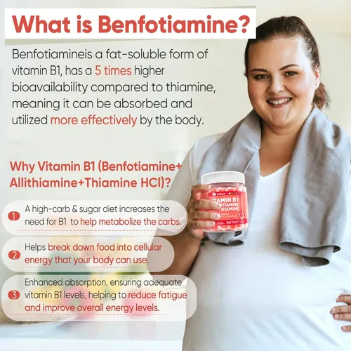 Vista 3 de Gomitas de complejo de vitamina B1 y vitamina B metilada, todas las vitaminas B, benfotiamina, tiamina e inositol, multivitaminas B1 B2 B6