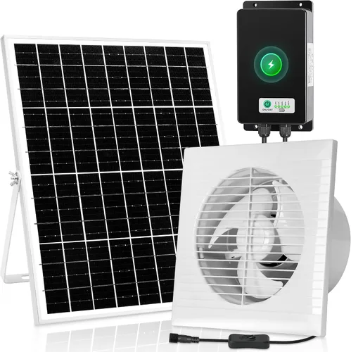 blessny Ventilador de escape recargable solar de 8" para invernadero
