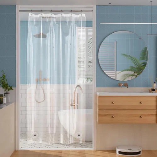 Vista 11 de Titanker 3G forro de PEVA para cortina de regadera, 72 x 78 pulgadas, forro plástico transparente, ligero e impermeable para cortina, para baño