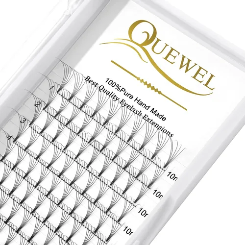 Vista 63 de QUEWEL Extensiones de Pestañas Prehechas en Ventilador, Extensiones de Pestañas Prehechas 3D de 0.07mm de Grosor, Rizado C, 8mm de Volumen