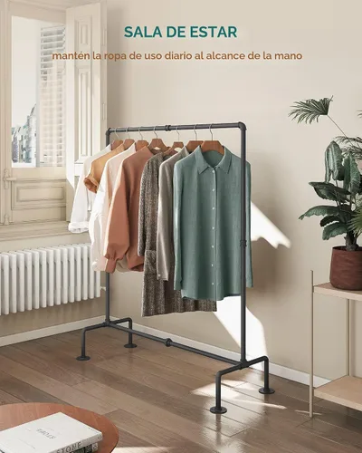 Vista 2 de OROPY - Perchero industrial de tubo para ropa de pie independiente, perchero desmontable de alta resistencia con 4 pies estables para exhibición