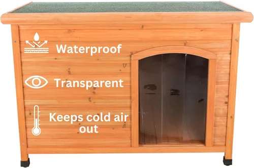 Vista 5 de Trixie Productos para mascotas Puerta de plástico para Caseta de perro de techo plano , plástico claro