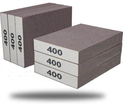 Vista 9 de Paquete de 6 esponjas de lijado medianas de grano 80, lavables y reutilizables, ideales para ollas, cepillo de esponja, vasos, lijado de madera
