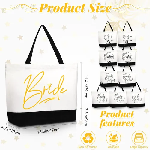 Vista 3 de 10 bolsas de dama de honor, bolsas de regalo de dama de honor, bolsa de lona de boda con cremallera, bolsas de dama de honor para boda, despedida