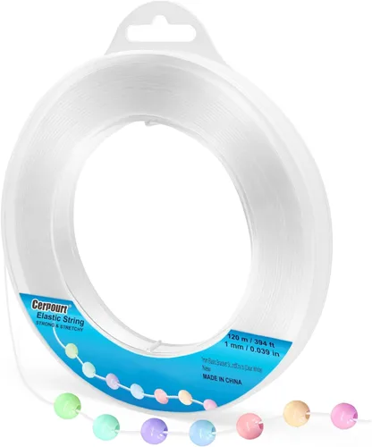 Cordón elástico para pulsera de 0.039 in, cordón elástico de cristal de 394 pies para hacer joyas, hilo de cuentas, cuerda elástica para pulseras,