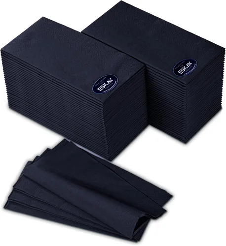 Vista 49 de Servilletas negras para bebidas, servilletas de papel desechables de 3 capas para bar, cóctel, bodas, cumpleaños, fabricadas en la UE, (20 unidades)