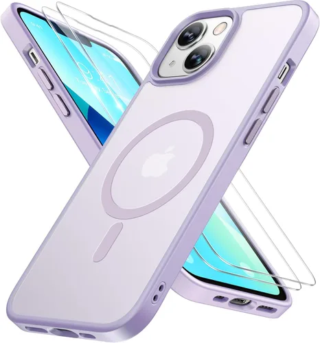 Vista 114 de Miracase - Funda magnética para iPhone 13 de 6.1 pulgadas (compatible con MagSafe) (con 2 protectores de pantalla), protección de grado militar