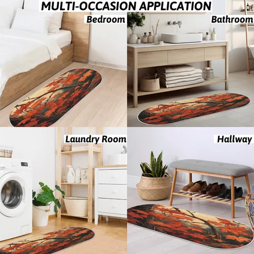 Vista 7 de cfpolar Autumn Maple Leaves Branches Bathroom Rugs Non-Slip Bath Rug Microfiber Bath Mat Absorbent Kitchen Mats and Rugs Machine Washable Oval Plush