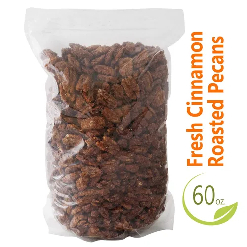 Vista 5 de Nueces tostadas con canela de 60 onzas (3.75 libras) – Nueces dulces tostadas artesanales de Pop'N Nuts glaseadas con canela para satisfacer
