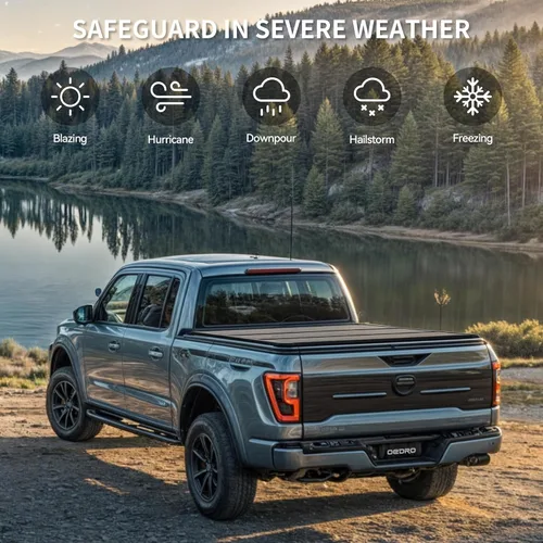 Vista 5 de OEDRO FRP Cubierta Tonneau Rígida de Triple Pliegue Compatible con Chevy Silverado 1500 y GMC Sierra 1500 2007-2013 Nuevo Estilo de Carrocería Cama