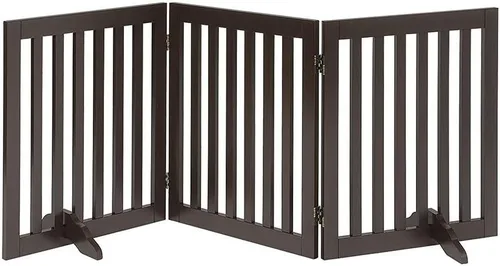 Vista 46 de unipaws Puerta para mascotas independiente de 24" de altura para perro y gato, puertas de madera para perros para entrada, escaleras, valla plegable