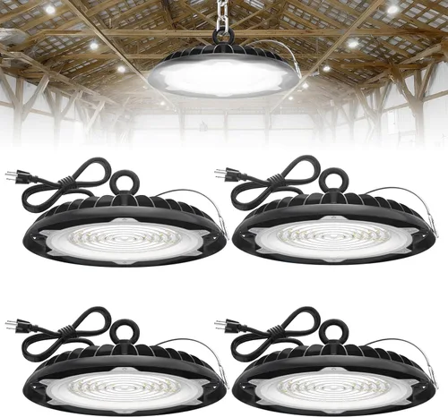 Vista 7 de HYPERLITE UFO LED High Bay Light: 150W 19500LM High Bay LED Luces de tienda con enchufe de 6 pies - 5000K IP65 LED Warehouse Luces para taller