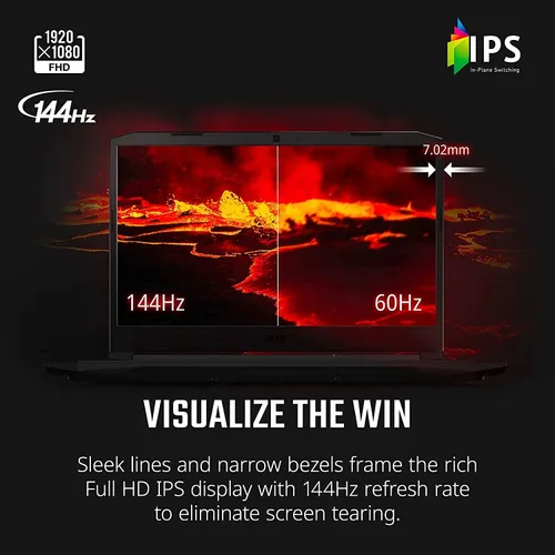 Vista 7 de Acer Nitro 5 2021 NVIDIA GeForce GTX 3050 Intel Core i5-10300H Pantalla IPS Full HD de 15.6 pulgadas de 144 Hz Killer Ethernet E2600 WiFi