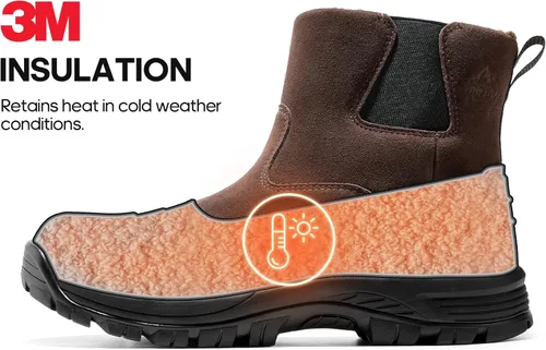 Vista 4 de NORTIV 8 Botas de nieve de invierno para hombre, impermeables, aisladas, sin cordones