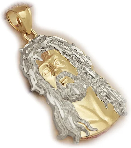 Vista 2 de Colgante de oro amarillo de 10 quilates para hombre, con rostro de Jesús, cabeza de Jesús, Oro amarillo, No hay gema