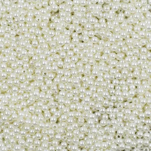 2000 cuentas de perlas de color marfil para fabricación de joyas, cuentas de perlas de plástico de 0.157 pulgadas (0.157 in), perlas redondas