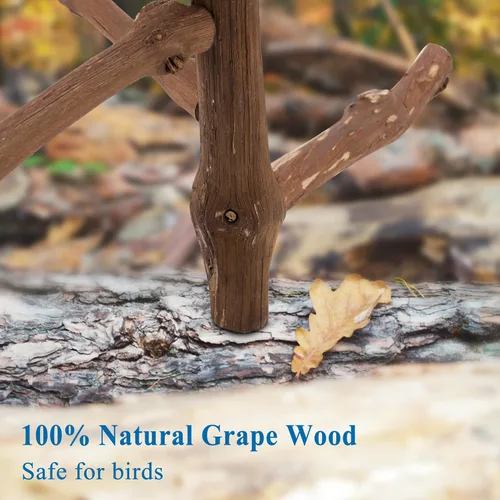Vista 4 de Mogoko Perchas de madera natural para pájaros, perca loro, vid para periquitos, cacatúas, conures, guacamayos, agapornis, pinzones