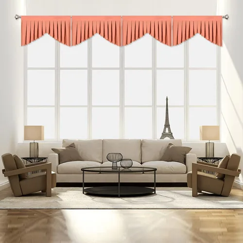 Vista 26 de Cenefas para ventanas de ventana beige para sala de estar, cenefa opaca con bolsillo para barra para cocina, paquete de 1