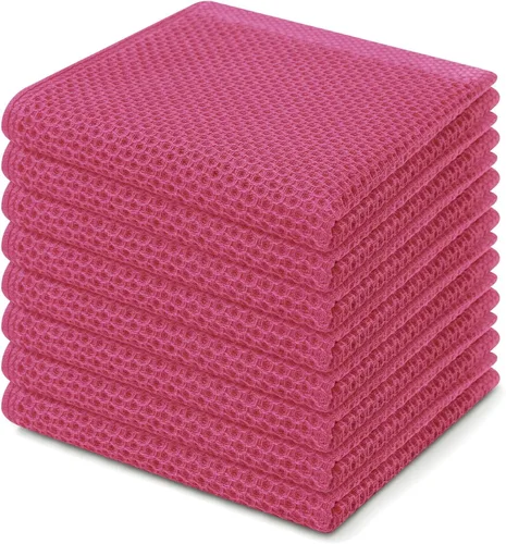 Vista 9 de Homaxy Paños de cocina de 100% algodón con tejido de gofre, ultra suaves, absorbentes, de secado rápido, 12 x 12 pulgadas, paquete de 6, amarillo