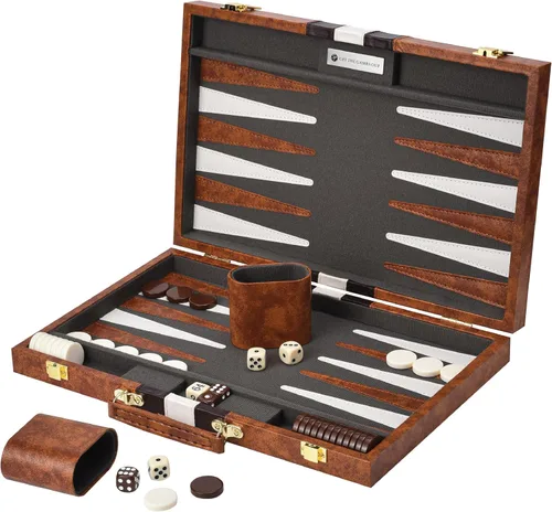 Vista 10 de Juego de mesa de Backgammon con estuche, disponible en tamaños pequeños, medianos y grandes de Get the Games Out, S