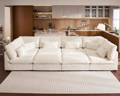 Vista 17 de Sofá modular de felpilla de 77 pulgadas, sofá modular de nube lavable con otomana, sofás seccionales de 3 plazas para sala de estar, cubierta