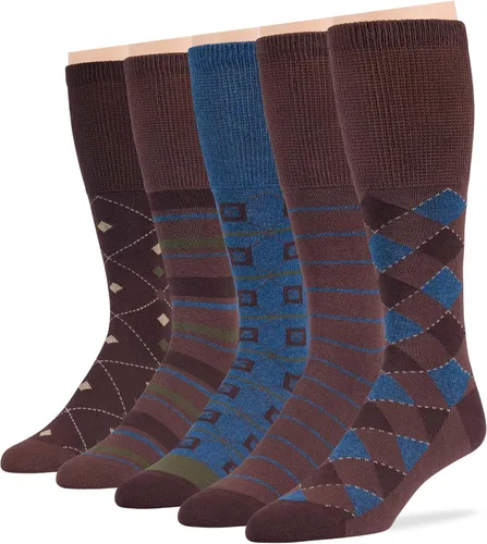 Vista 21 de 7BIGSTARS KINGDOM Men Diabetic Non-Binding Fashion Cotton Socks-5 Pack Large/XL