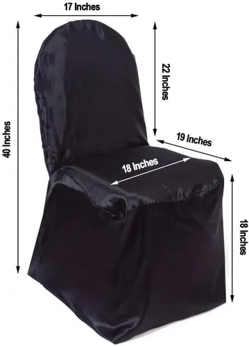 Efavormart 40 PCS Black Shinny Satin Banquet Chair Covers Dinning Event Slipcover for Wedding Party Banquet Catering