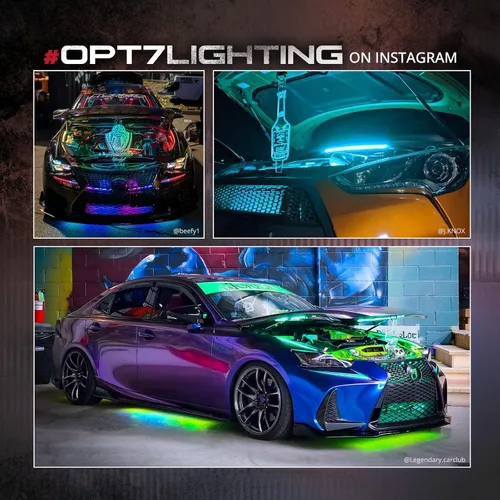 Vista 8 de OPT7 Aura Engine Bay - Kit de luz LED RGB con control remoto, 4 tiras de luz impermeables de 12 pulgadas para debajo del capó, modo multicolor