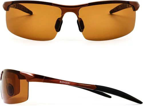 Vista 2 de RONSOU Gafas de sol polarizadas Al-Mg para hombre, irrompibles, para conducir, ciclismo, pesca, golf