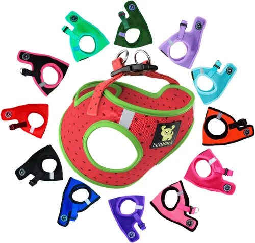 Vista 17 de EcoBark - Arnés para perro con entrada, arnés de malla lujoso y reflectante para perros XXS, XS, pequeños y medianos - Chaleco ajustable