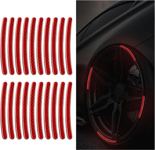 Vista 11 de 20 PCS Calcomanías Reflectantes de Rayas para Ruedas de Automóvil - Advertencia de Seguridad Nocturna Anti-Rayones, Calcomanías para Llantas