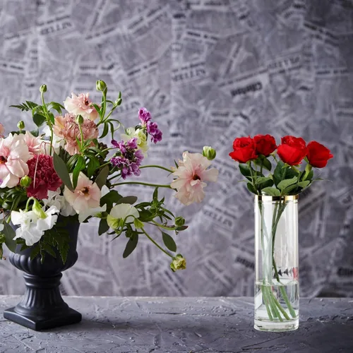 Vista 6 de Jarrones altos para flores, centros de mesa, decoración de boda, sala de estar, regalo, florero cilíndrico de vidrio transparente, chapado en oro