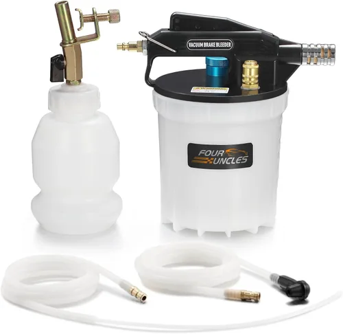 FOUR UNCLES Kit de bomba de vacío de purga de frenos de 2 litros, extractor neumático de líquido de frenos con botella de recarga de 1 litro para