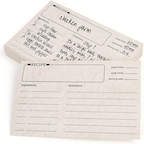Vista 9 de LotFancy Tarjetas de recetas, 4 x 6 pulgadas, 60 unidades, doble cara, cartulina de receta en blanco, tarjetas de índice de recetas florales